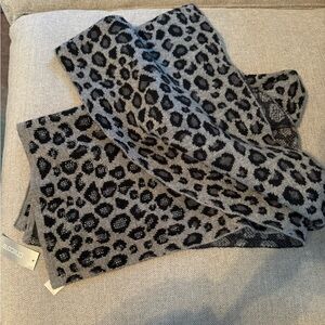Chico's Gray and Black Leopard Print Scarf NWT